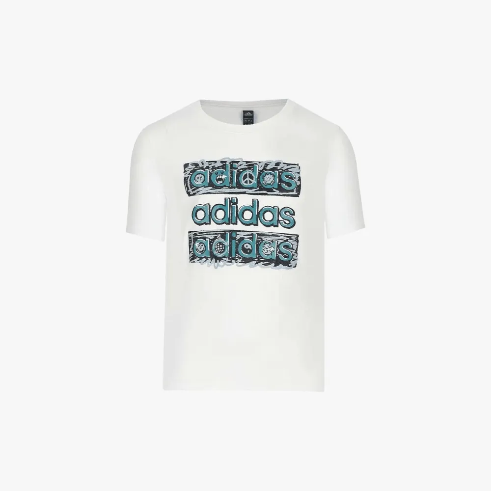 adidas Boys Doodle Mlt Short Sleeve Tee White