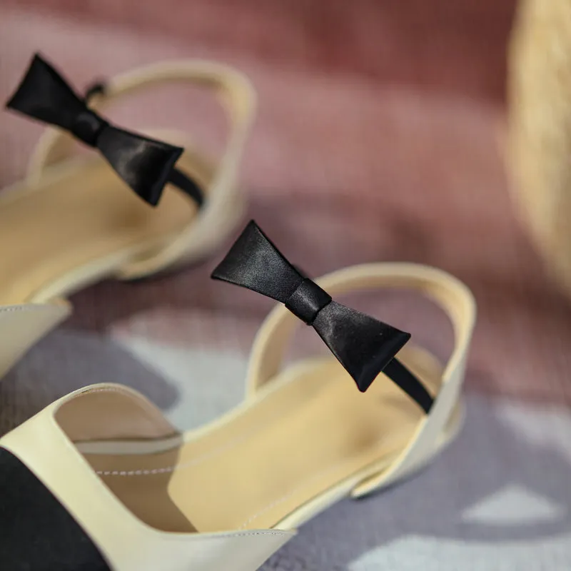 Amy Cap Toe Bowknot Sling back Flats