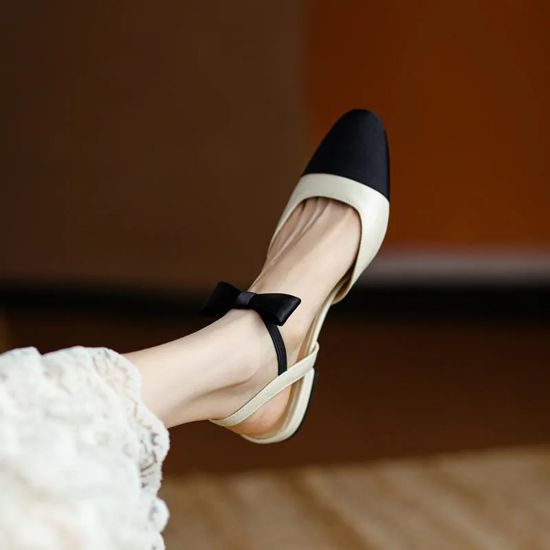 Amy Cap Toe Bowknot Sling back Flats