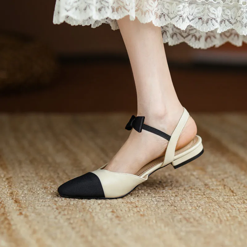 Amy Cap Toe Bowknot Sling back Flats