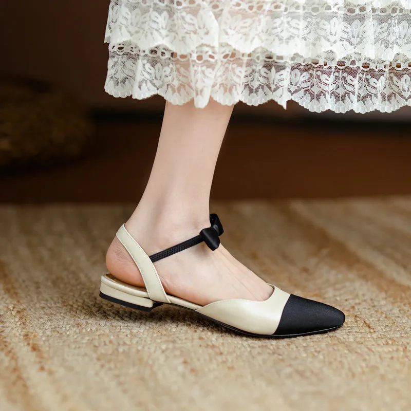 Amy Cap Toe Bowknot Sling back Flats