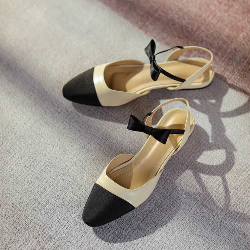 Amy Cap Toe Bowknot Sling back Flats