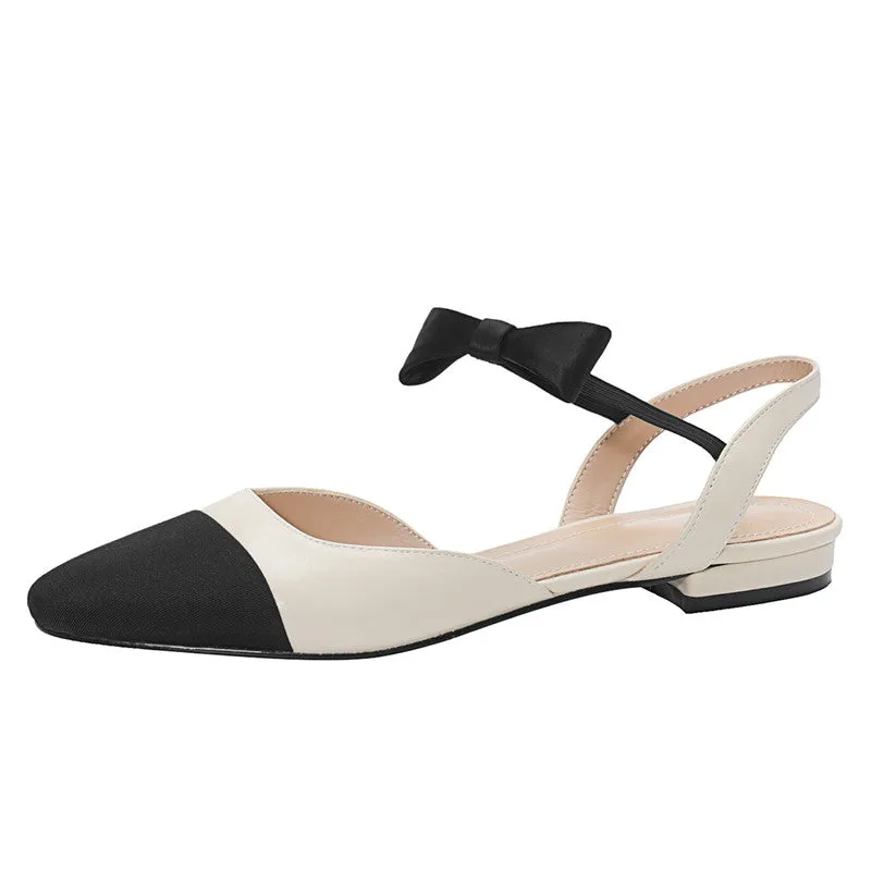 Amy Cap Toe Bowknot Sling back Flats