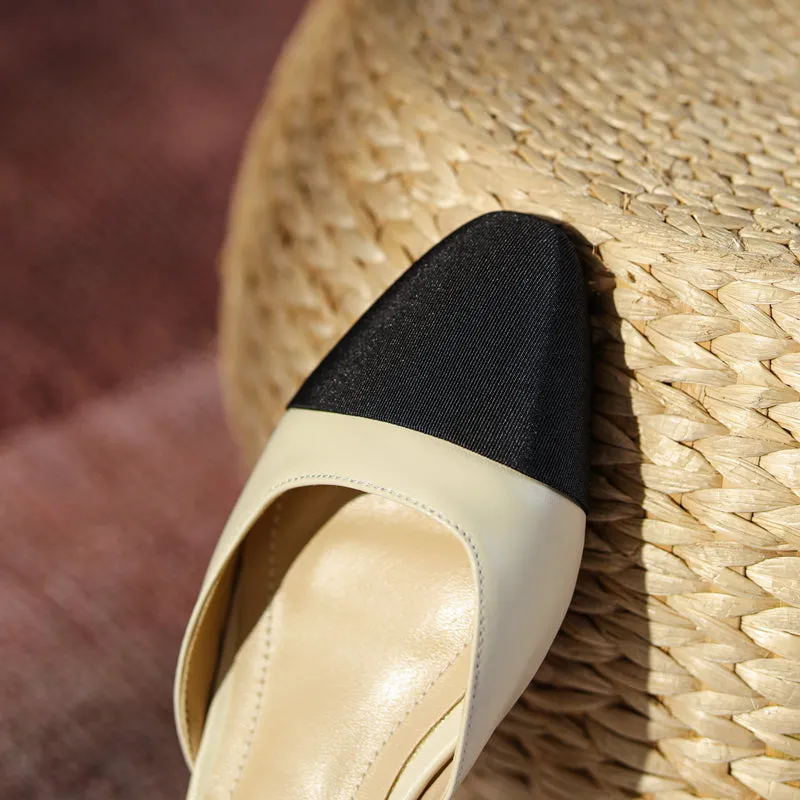 Amy Cap Toe Bowknot Sling back Flats