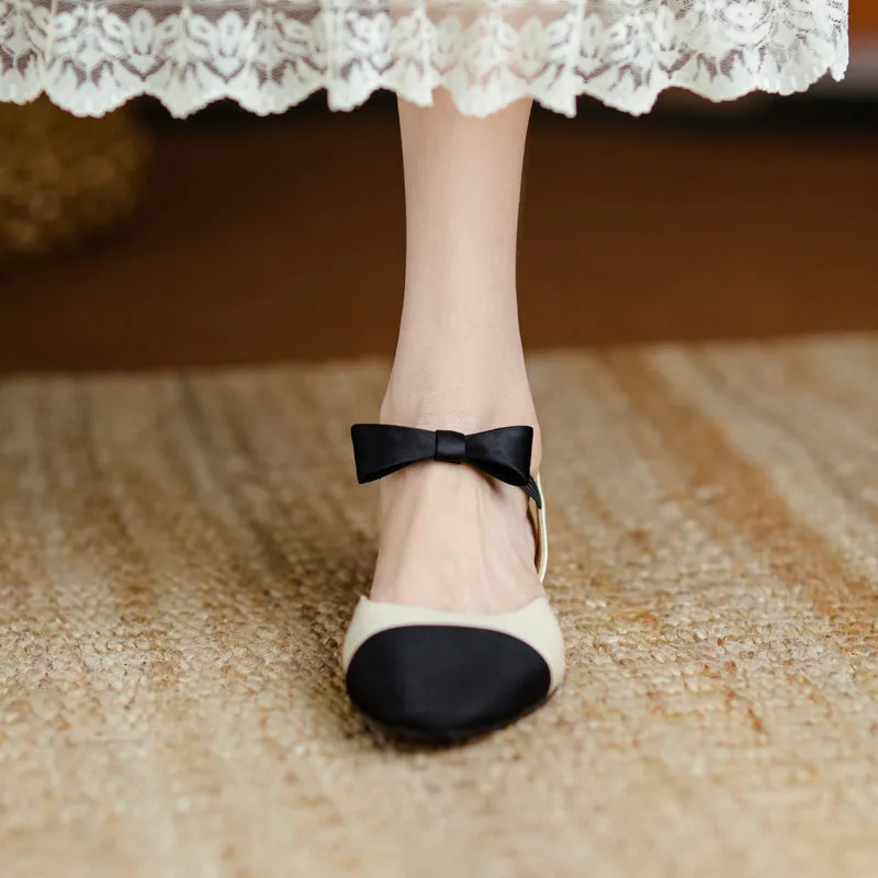 Amy Cap Toe Bowknot Sling back Flats