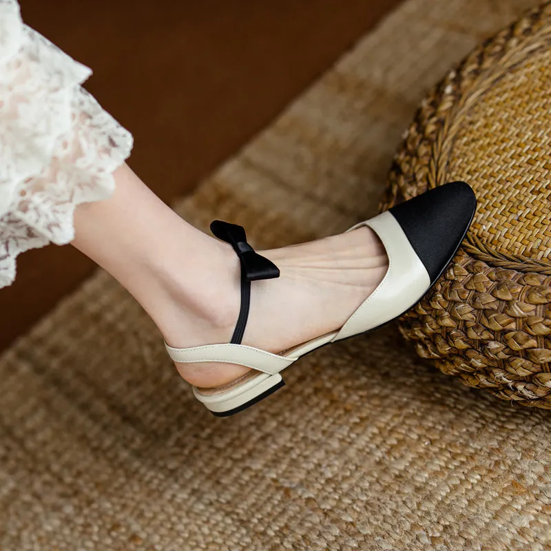 Amy Cap Toe Bowknot Sling back Flats