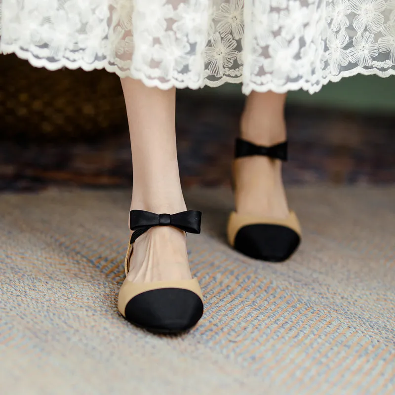 Amy Cap Toe Bowknot Sling back Flats