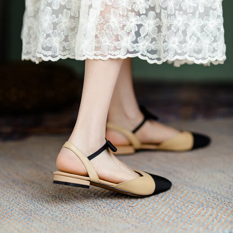 Amy Cap Toe Bowknot Sling back Flats