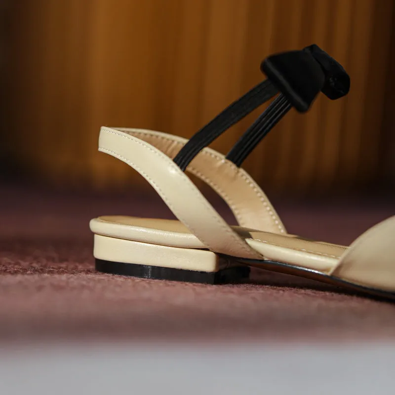 Amy Cap Toe Bowknot Sling back Flats