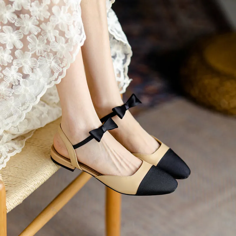 Amy Cap Toe Bowknot Sling back Flats