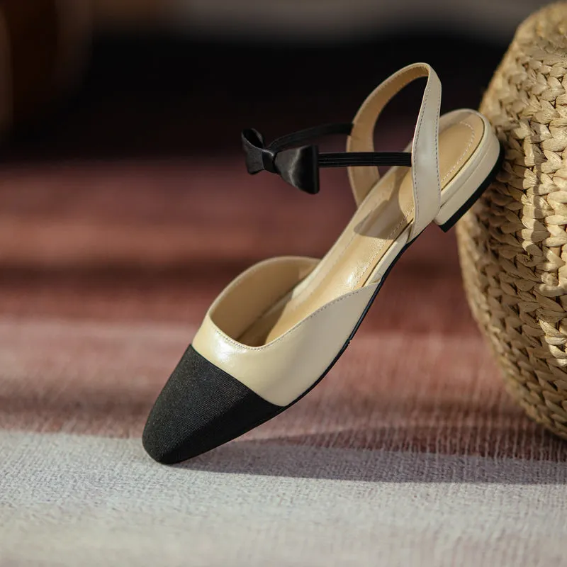 Amy Cap Toe Bowknot Sling back Flats