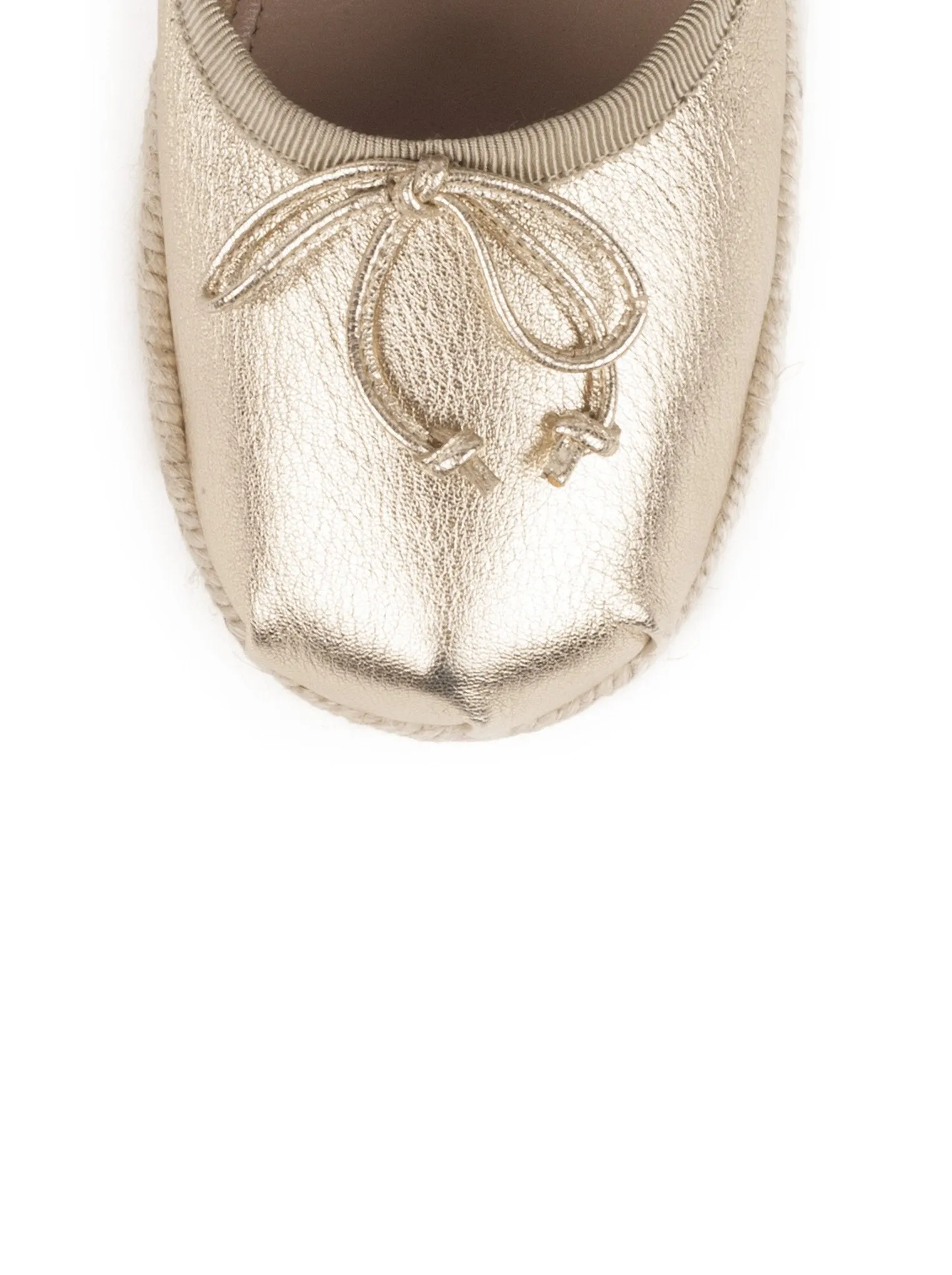 Belted Leather Platform Ankle-Wrap Espadrille Flat - Gold