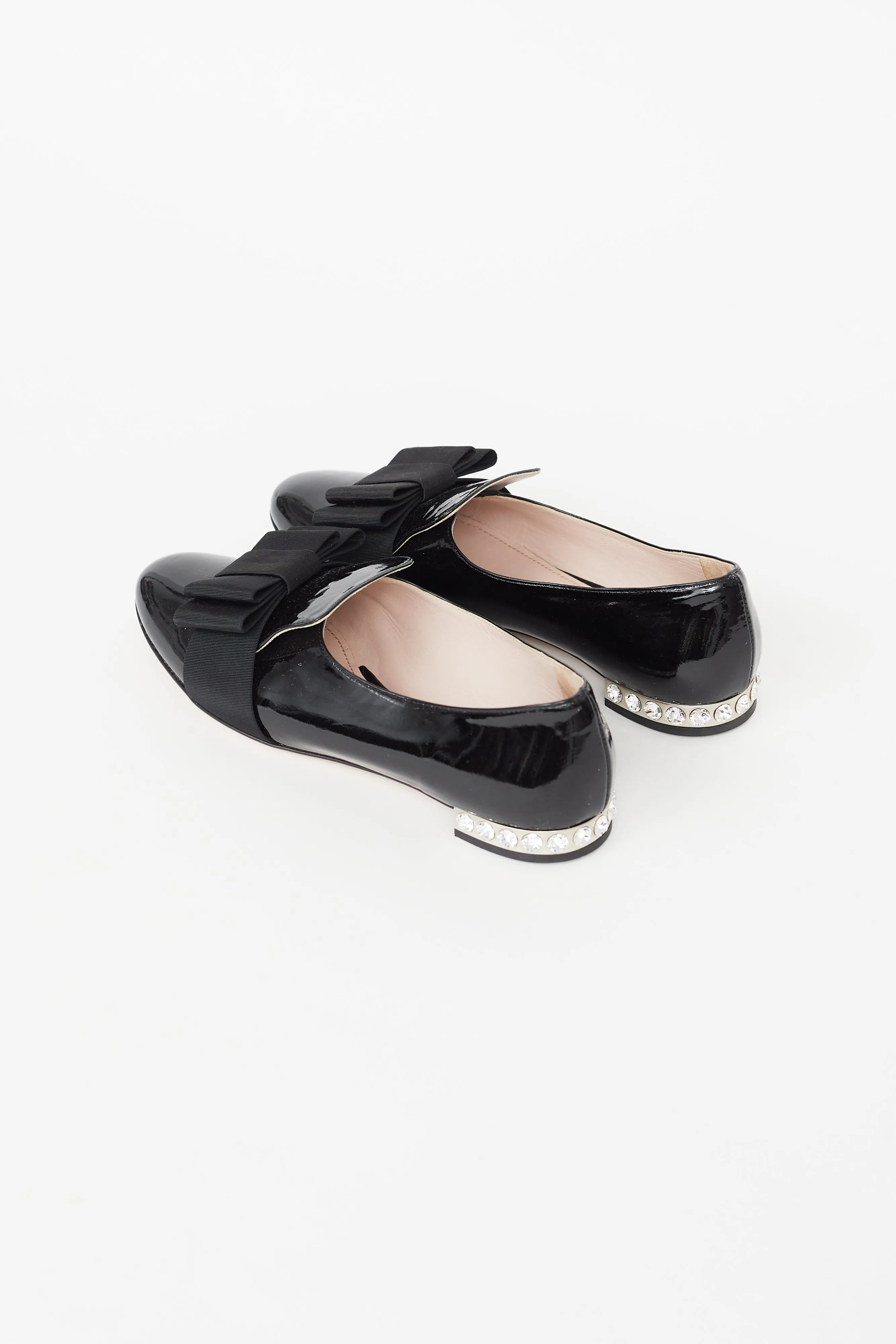 Black Patent Jewel Bow Flat