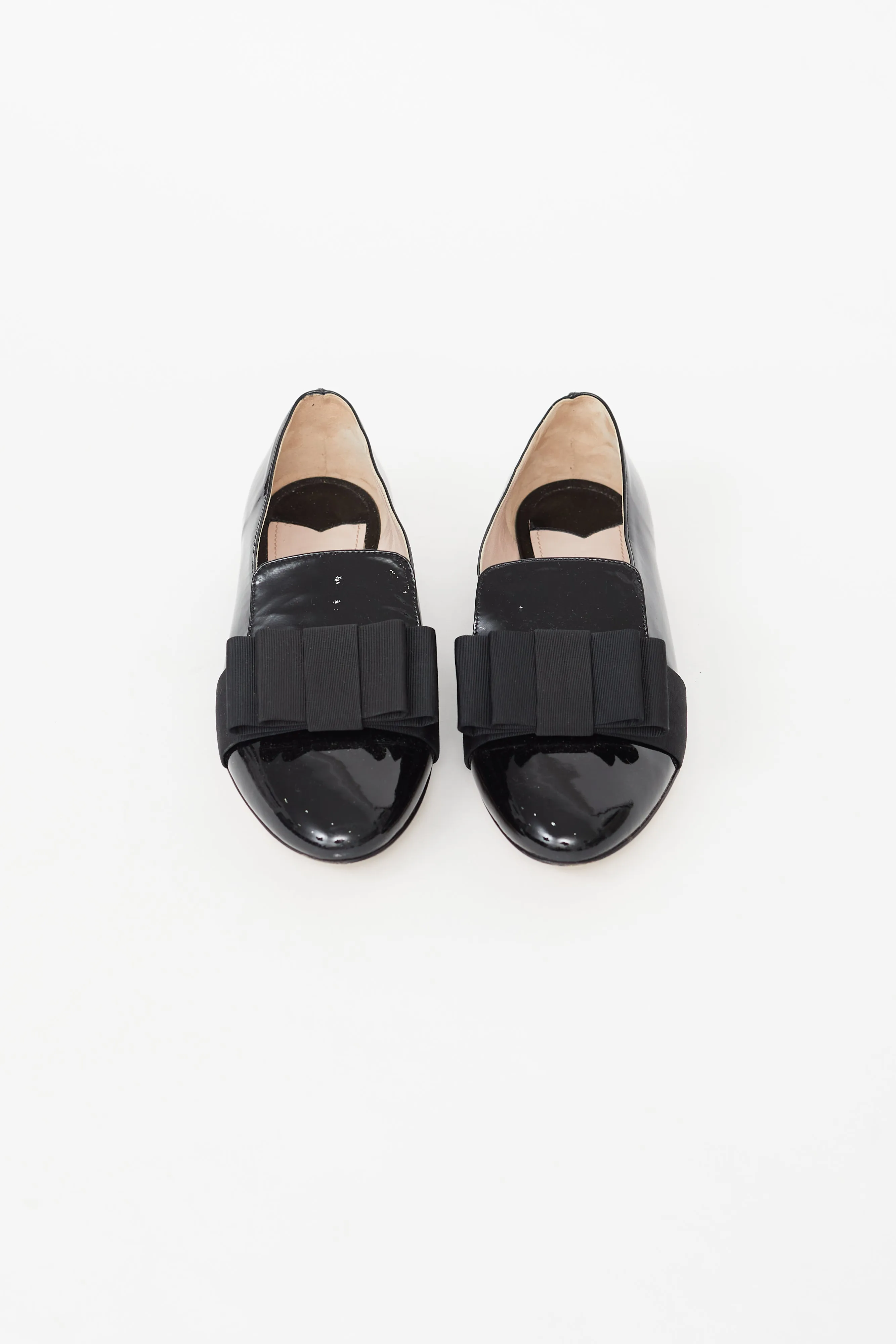 Black Patent Jewel Bow Flat
