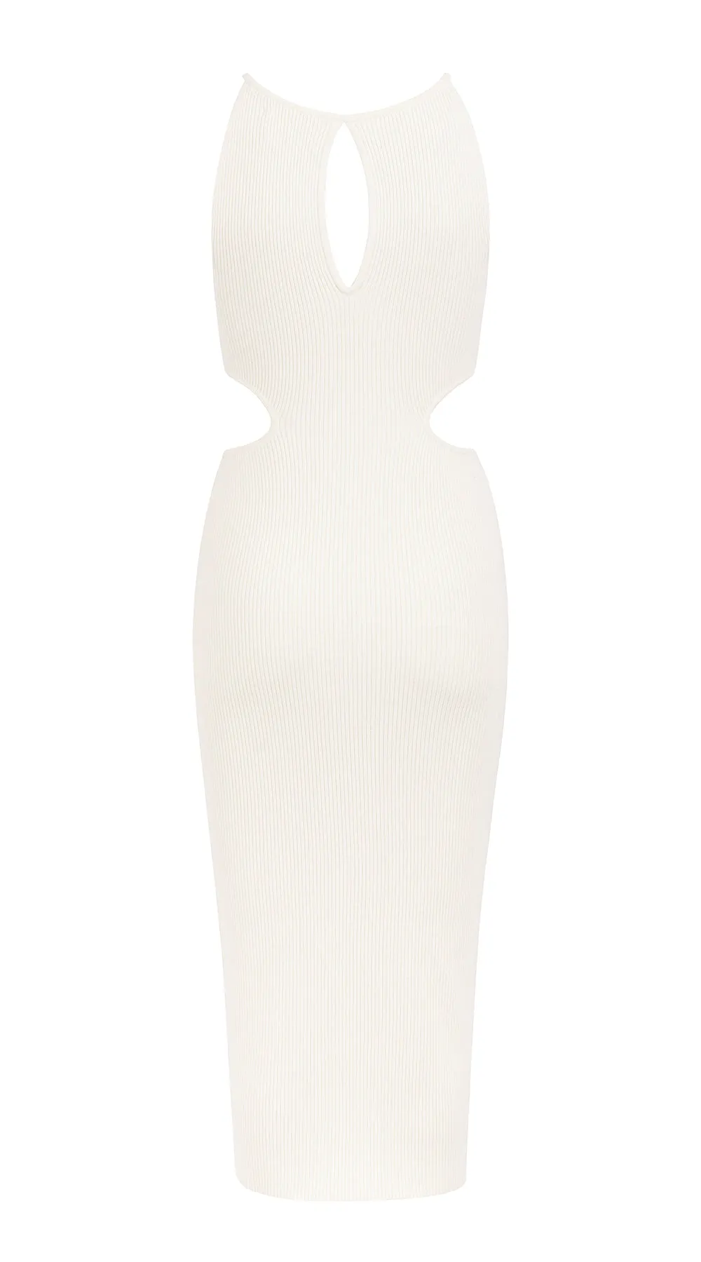 CLAUDIA ribbed-knit cutout dress white