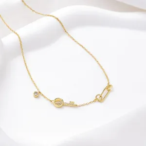 Crescent Key Gold Necklace