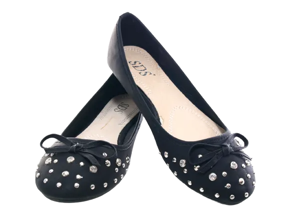 Damen Slipper Halbschuhe Ballerina Loafer Mokassins Slip On Flats Freizeit Black # 9954