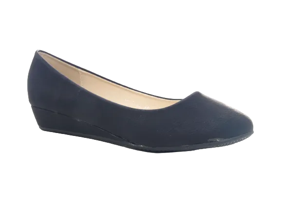 Damen Slipper Keilabsatz Ballerina Loafer Mokassins  Slip On Flats Freizeit Black #  1111
