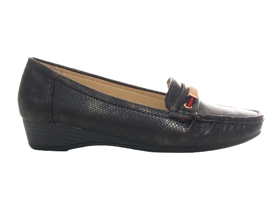 Damen Slipper Keilabsatz Ballerina Loafer Mokassins  Slip On Flats Freizeit Black #  399