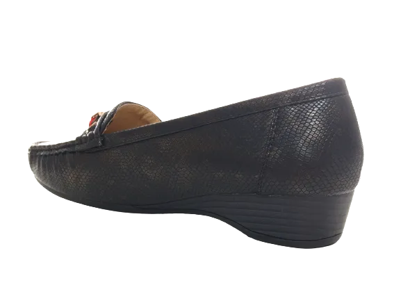 Damen Slipper Keilabsatz Ballerina Loafer Mokassins  Slip On Flats Freizeit Black #  399