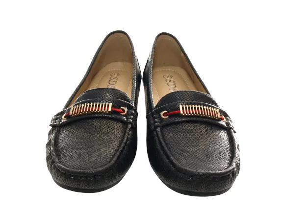 Damen Slipper Keilabsatz Ballerina Loafer Mokassins  Slip On Flats Freizeit Black #  399