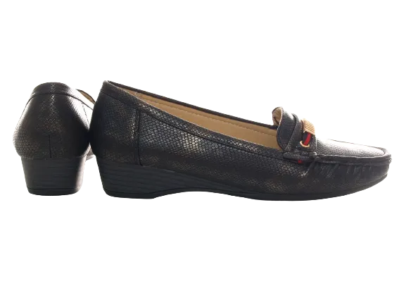 Damen Slipper Keilabsatz Ballerina Loafer Mokassins  Slip On Flats Freizeit Black #  399