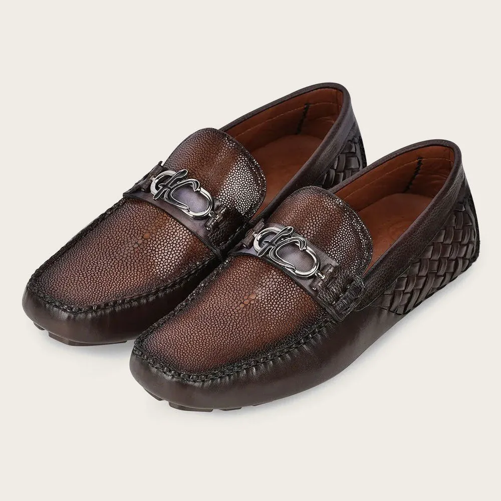 Driver dark brown exotic shoe