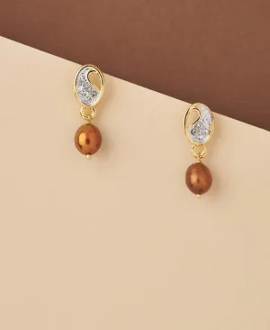 Elegant Stone Studded Pearl Earring