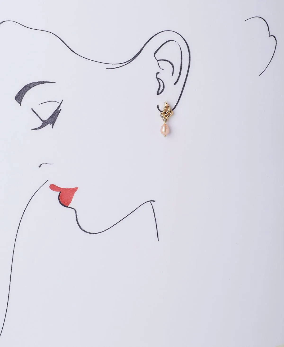 Elegant Stone Studded Pearl Earring