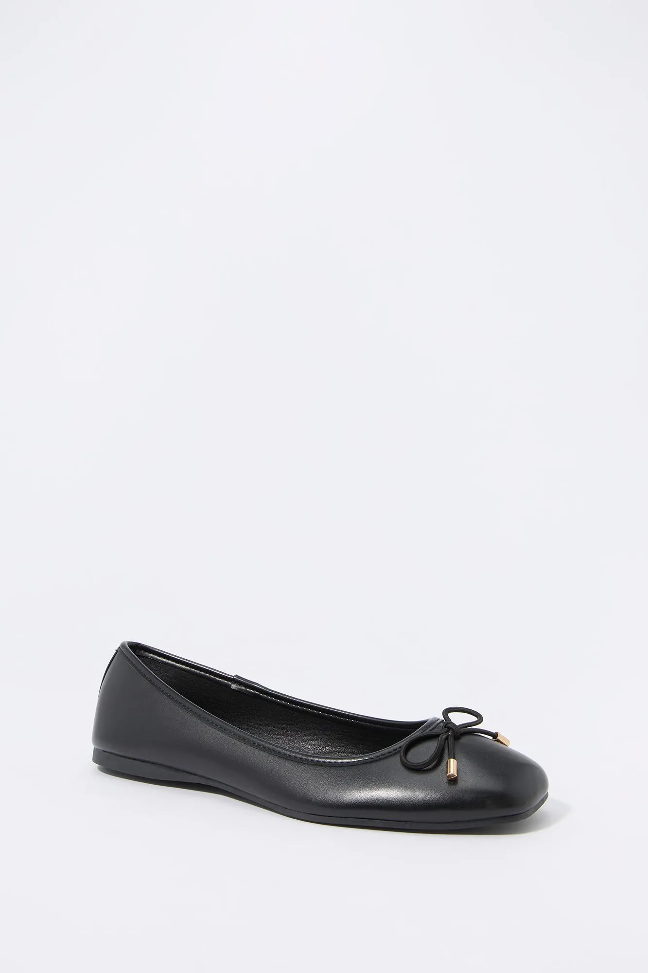 Faux Leather Bow Ballet Flat