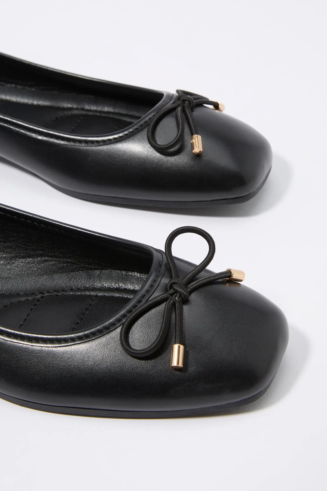 Faux Leather Bow Ballet Flat