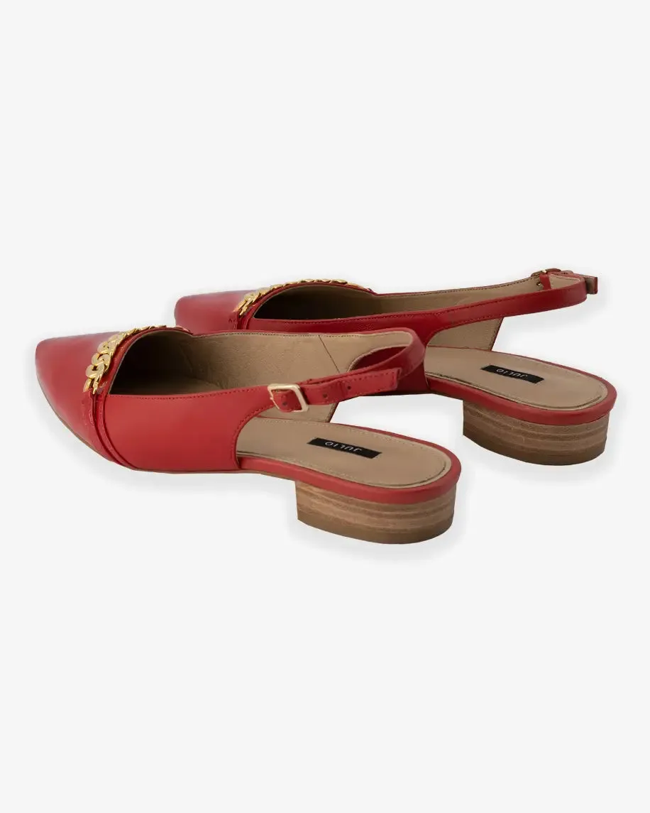 Flats piel destalonados punta charol