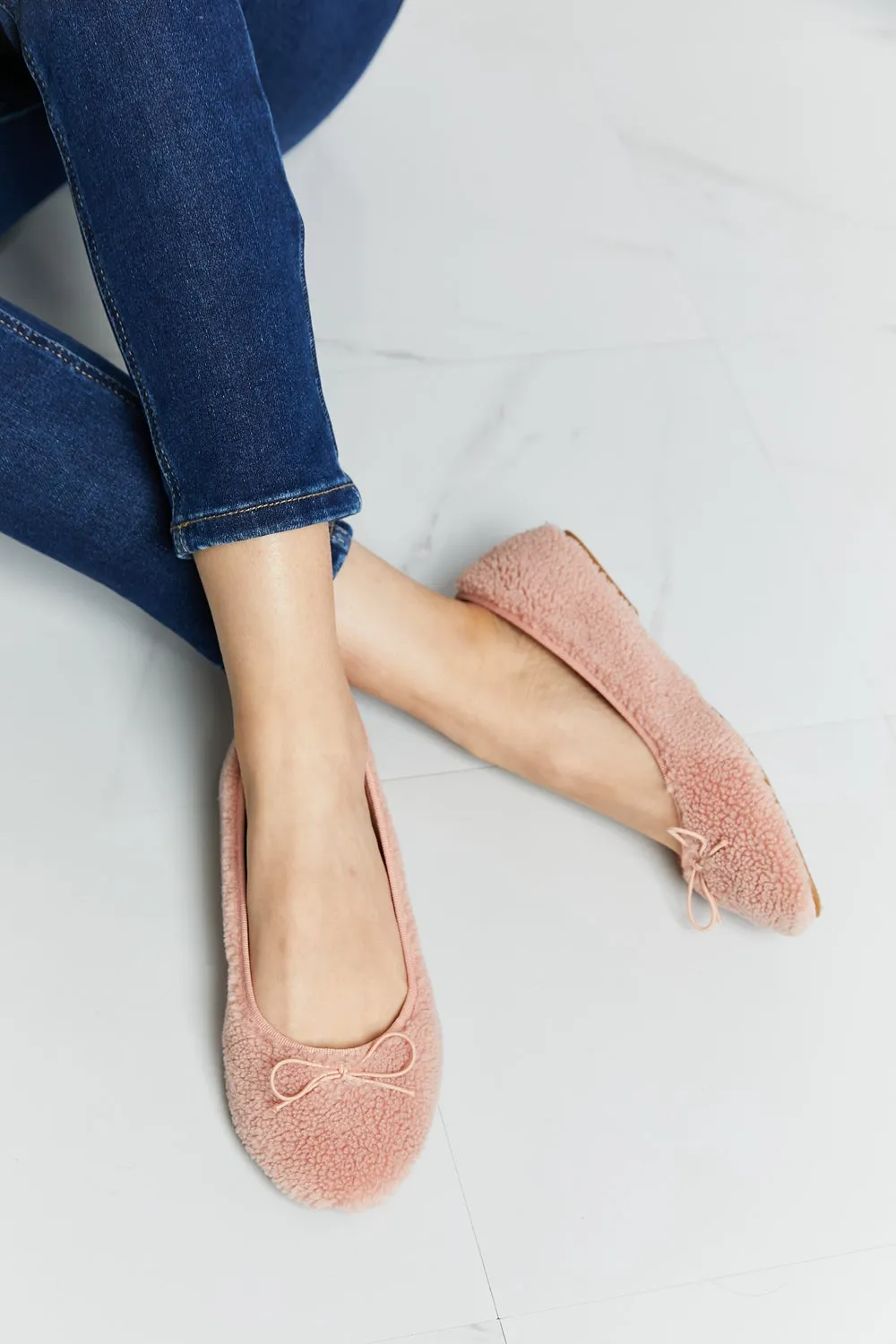 Forever Link Bow Detail Sherpa Flats