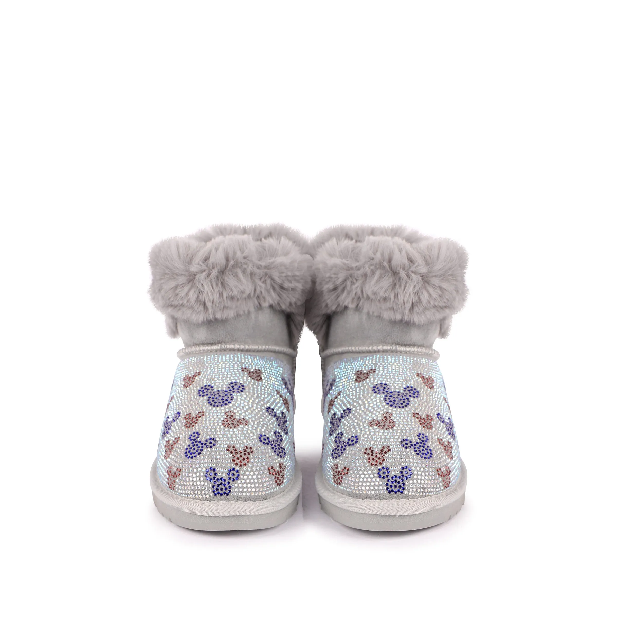 Grey Microstud Mickey Winter Boots