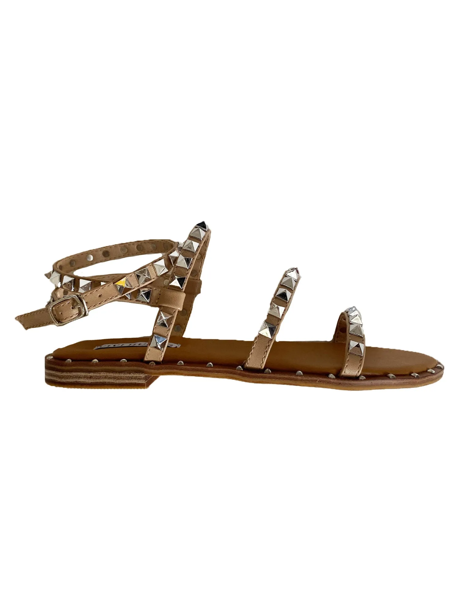 'Hadley' Studded Strap Tan Sandals
