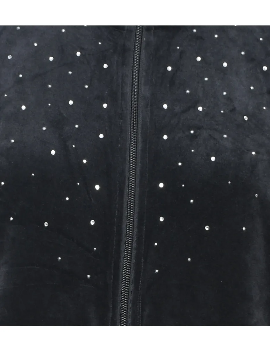 Karen Scott Velour Studded Y2K Track Top - S