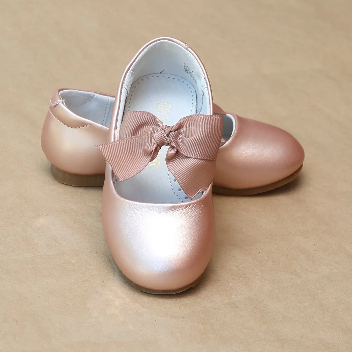 L'Amour Girls Pauline Bow Leather Dressy Flat