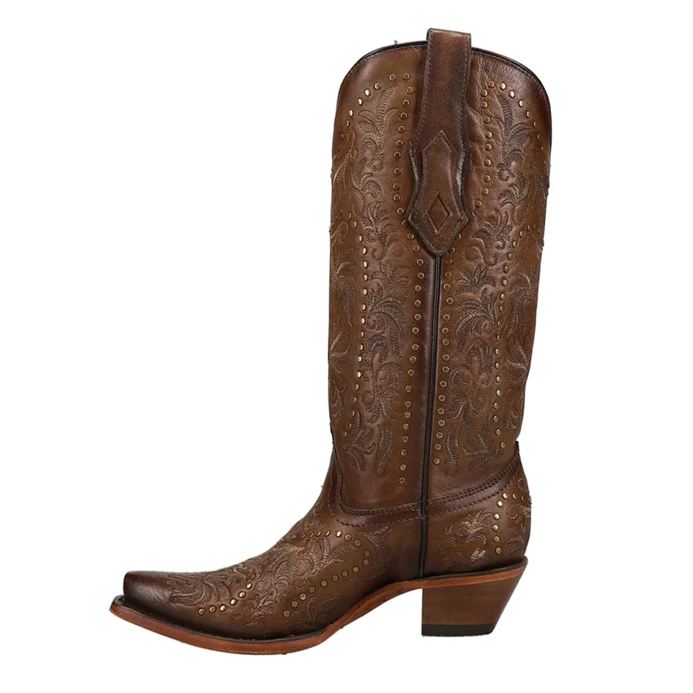 Maple Embroidered Studded Snip Toe Cowboy Boots