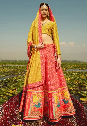 Orange Multi Coloured Lehenga Choli