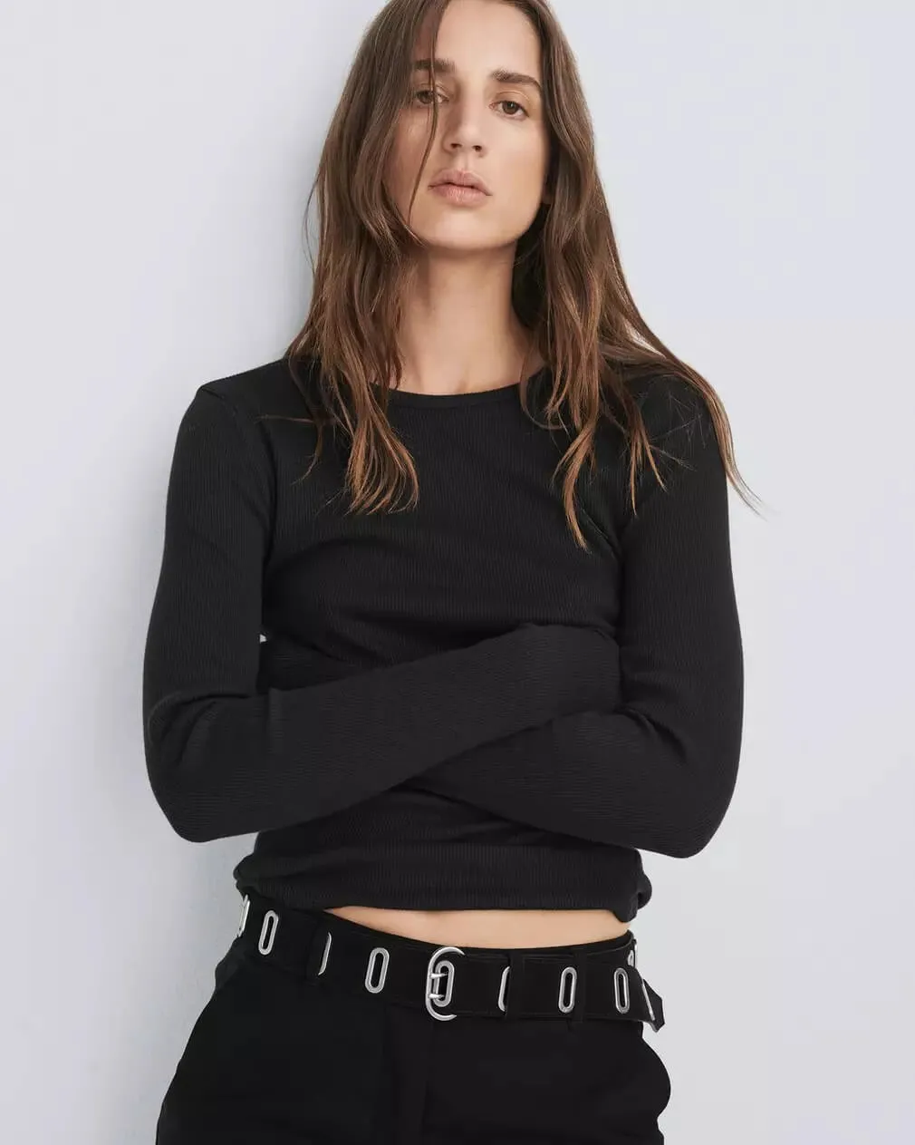 Rag & Bone - River Studded Belt in black suede