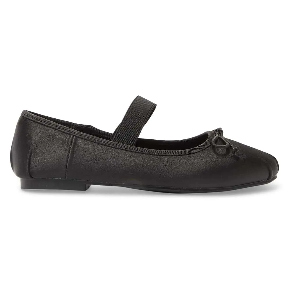Rose Flat in Black Satin