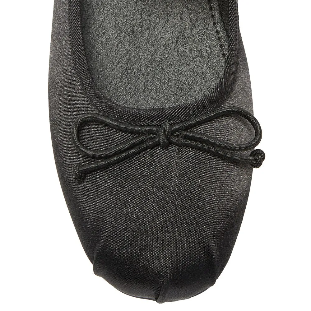 Rose Flat in Black Satin