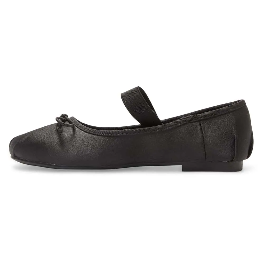 Rose Flat in Black Satin