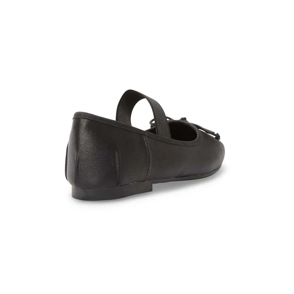 Rose Flat in Black Satin