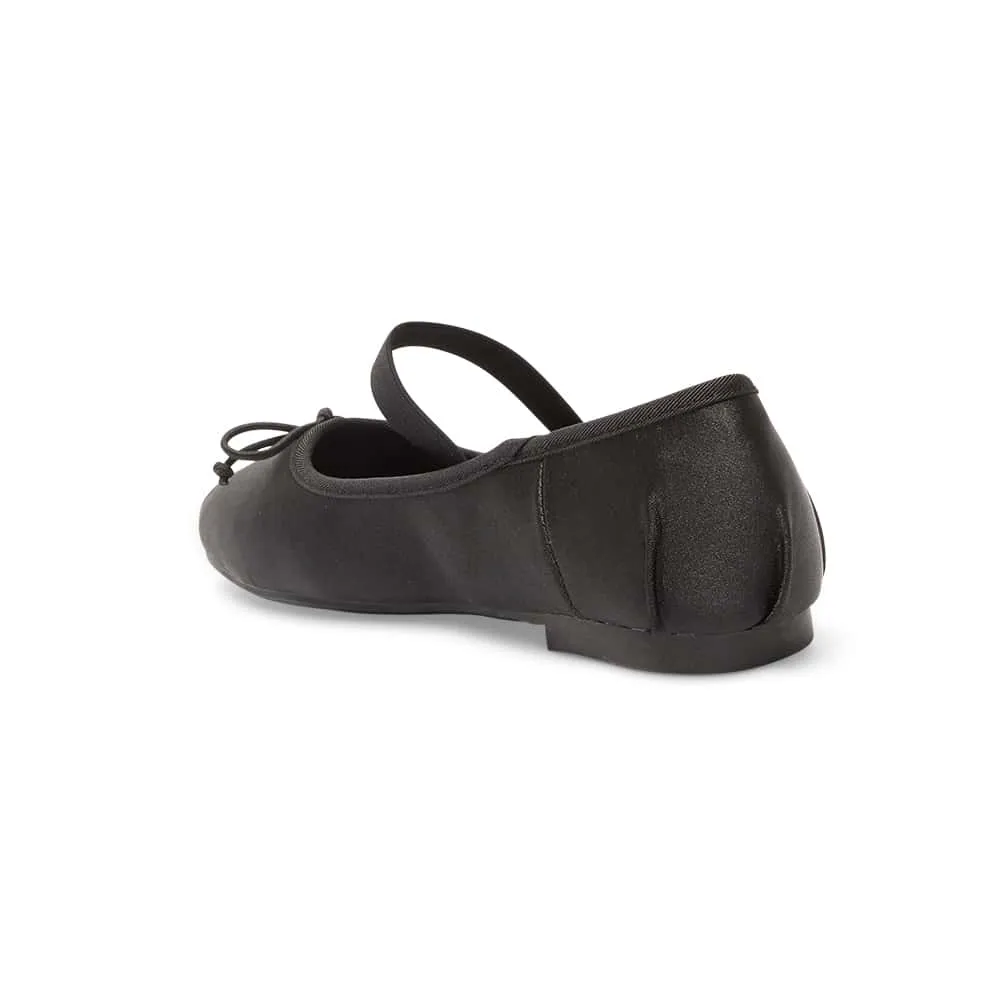 Rose Flat in Black Satin