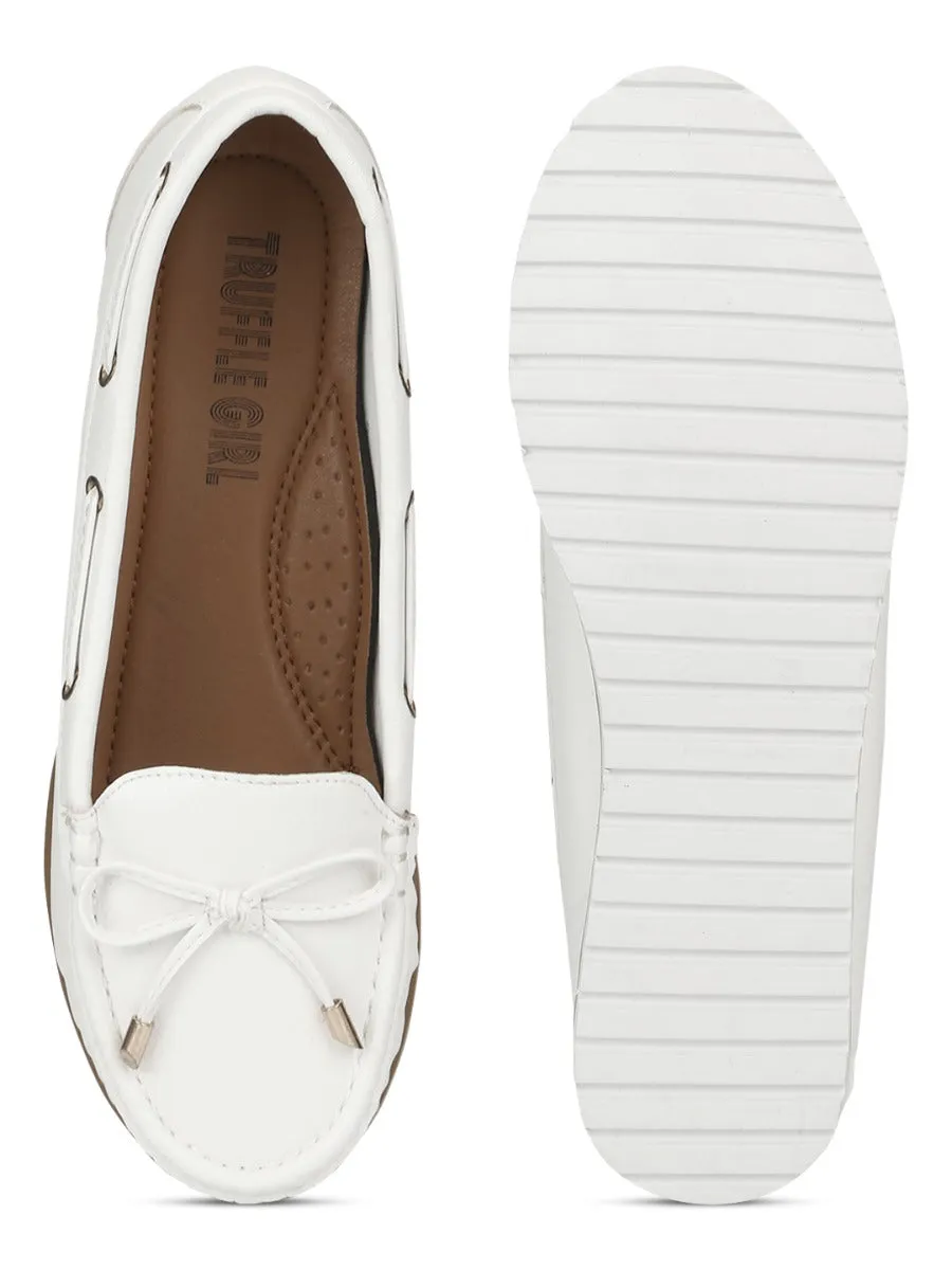 White PU Flat Belly Shoes