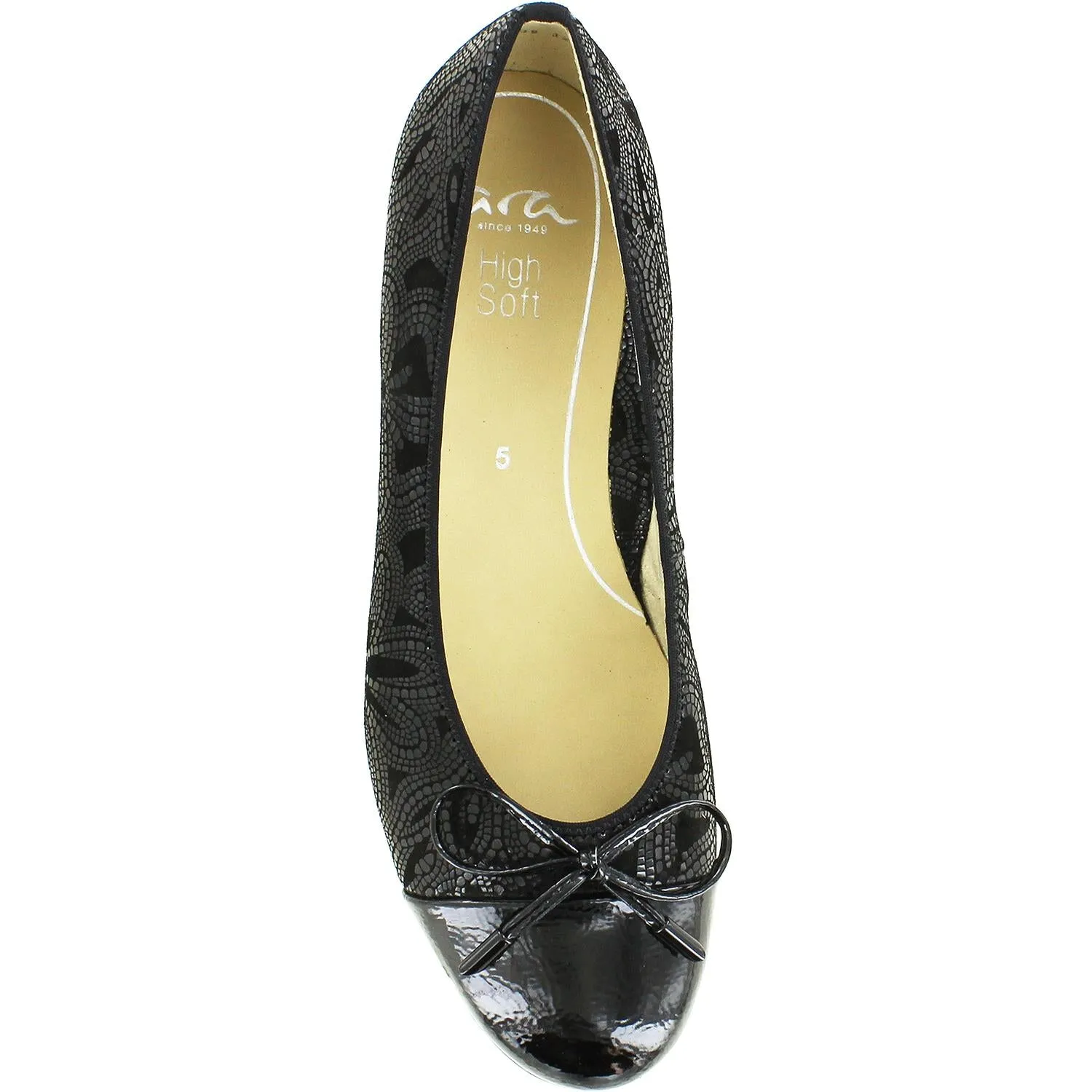 Women's Ara Shoes Belinda Black Fleur Kid Leather