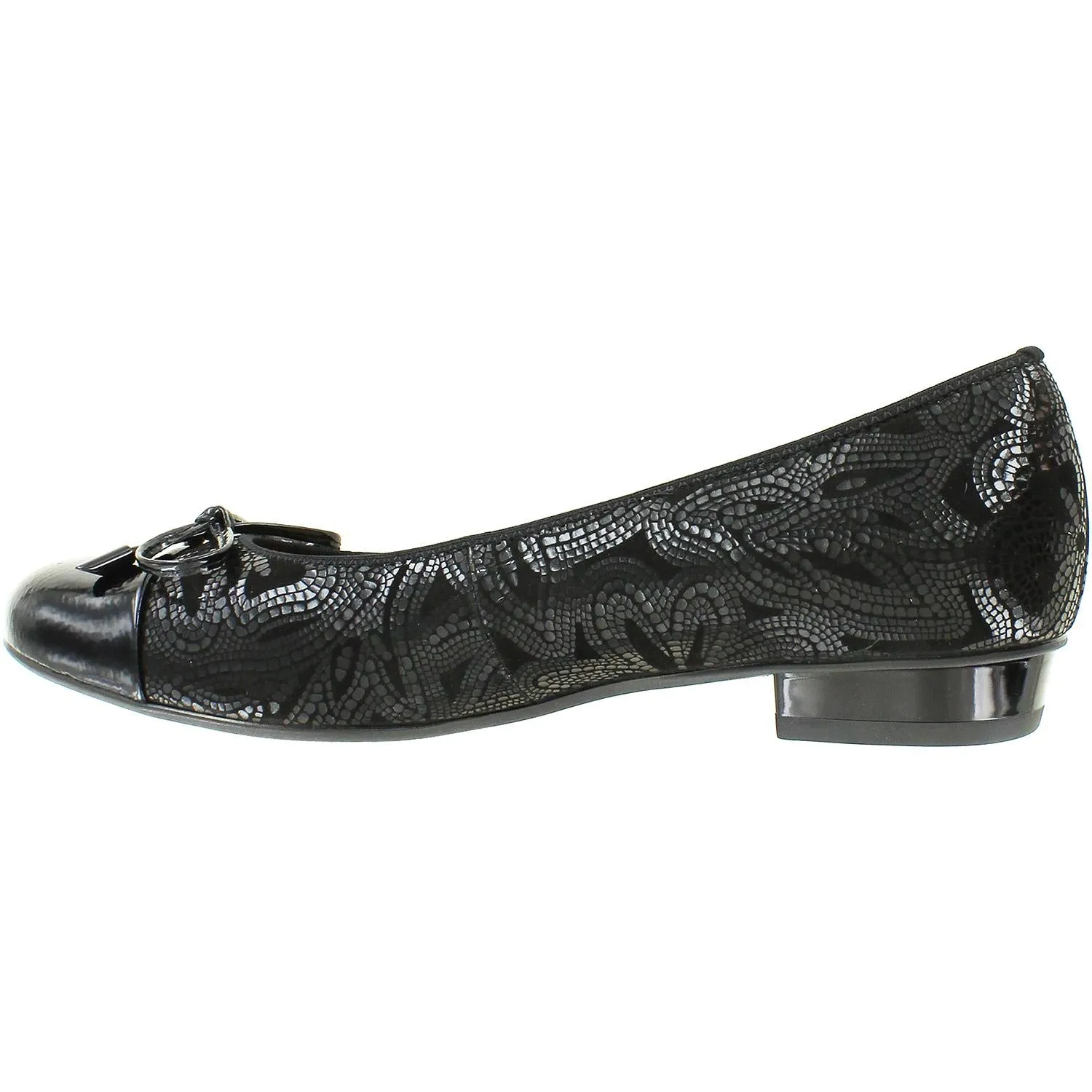 Women's Ara Shoes Belinda Black Fleur Kid Leather