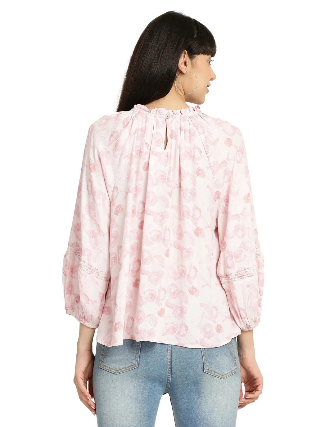Women's Floral Print Round Neck Top