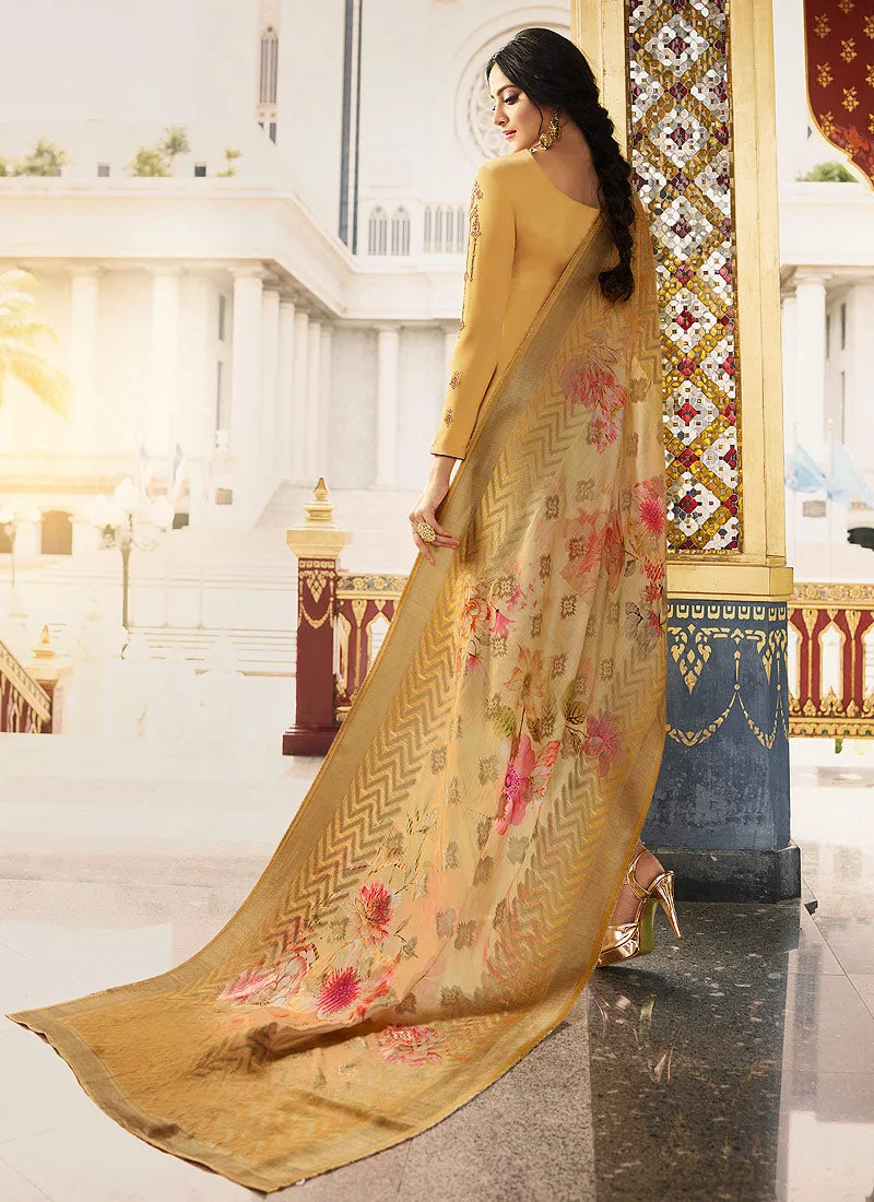 Yellow Overall Pakistani Pant Suit